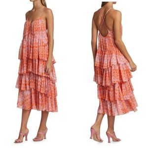 NWT Cinq A Sept Rachel Tiered Ruffle Midi Dress